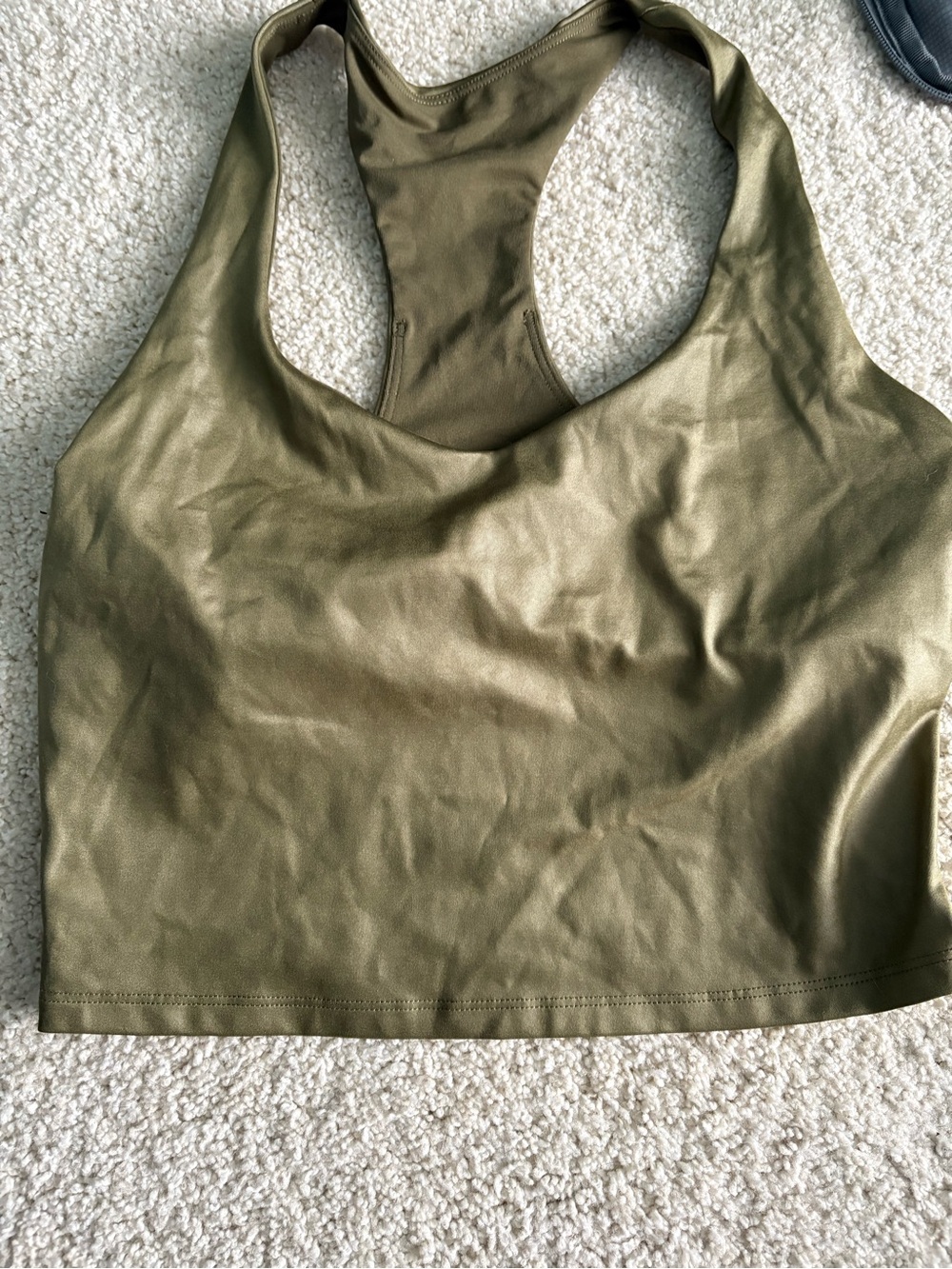 Fabletics Olive Green Racerback Crop Tank Top